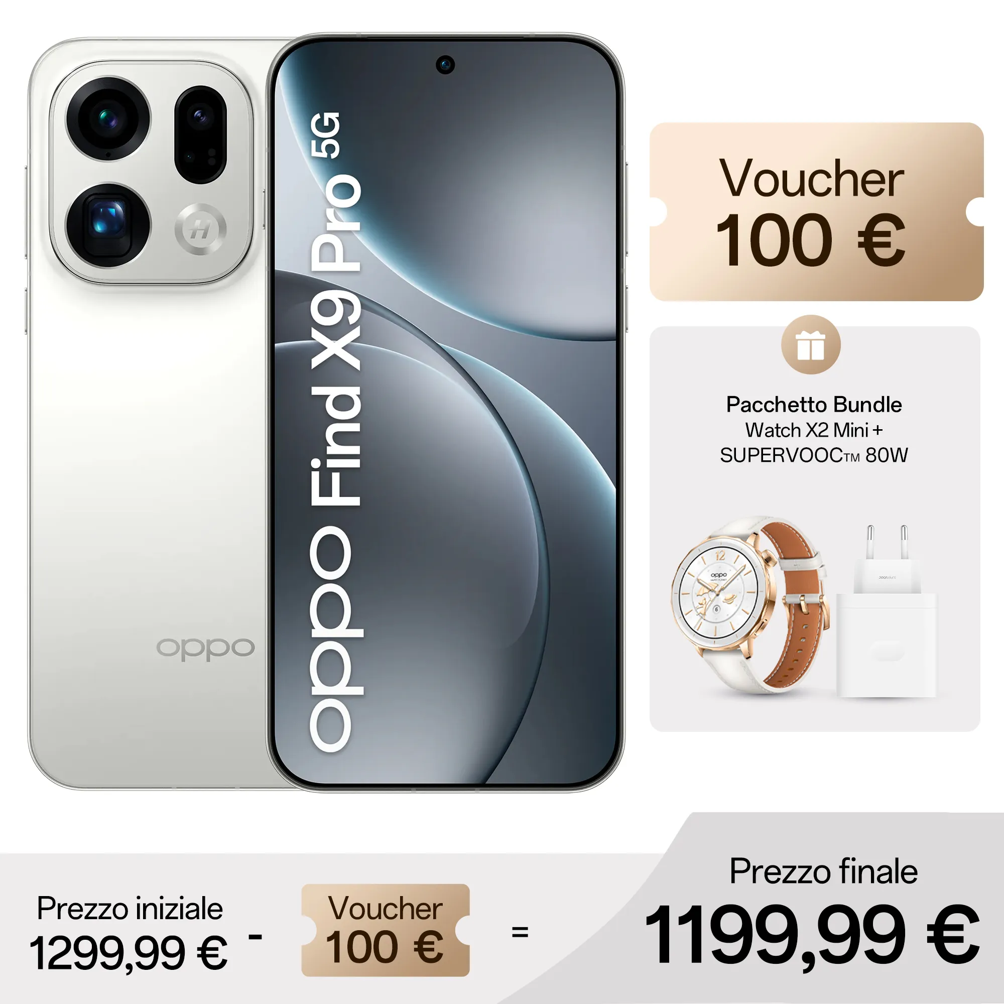 OPPO Find X9 Pro Silk White / 16GB+512GB (spedizione dal 15 dicembre)