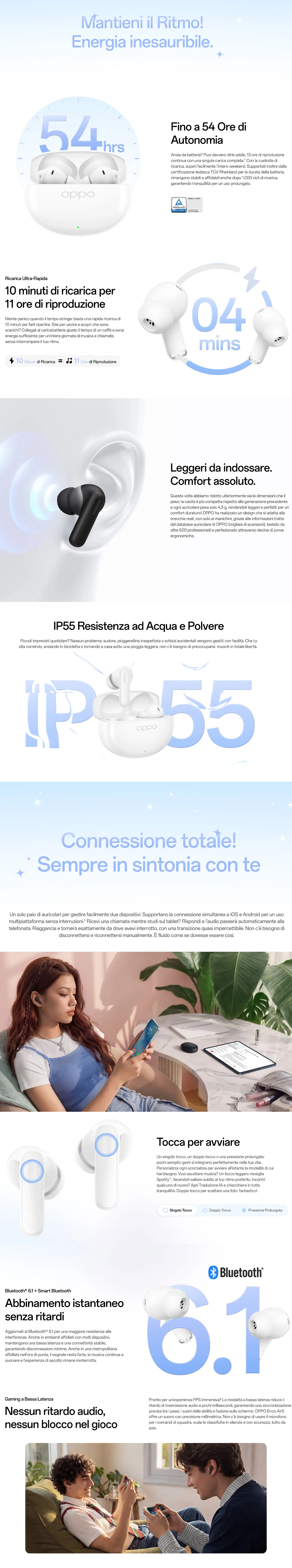 OPPO enco air5 batteria autonomia